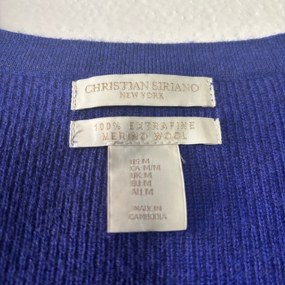 Christian Siriano 100% Extra Fine Merino Wool Purple Crew Neck Sweater - Picture 2 of 4